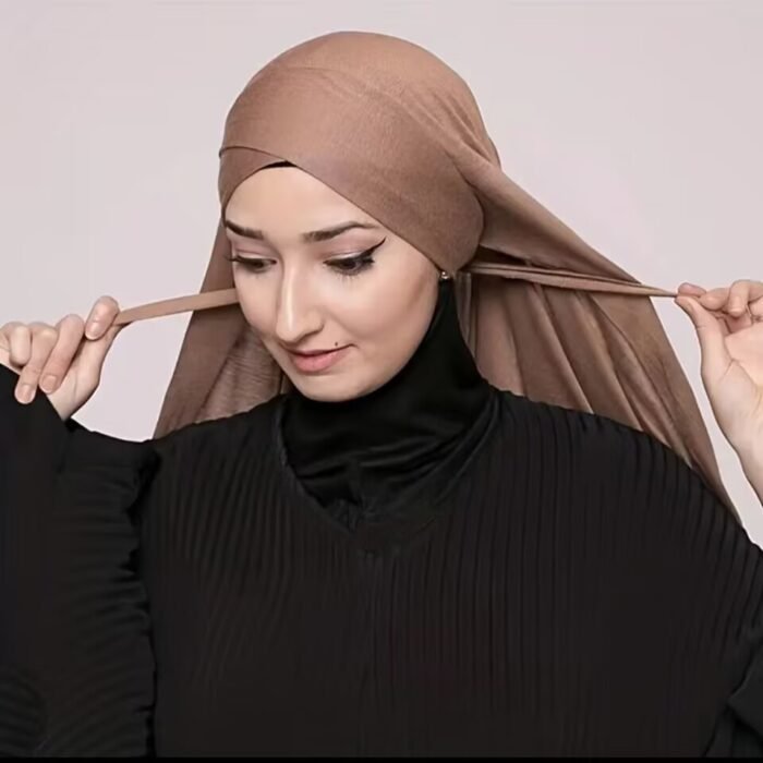 Solid Color Single Layer Cross Stretch Scarf Women - Image 1