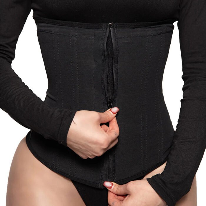 Plus Size Zipper Breasted 9 Bone Waist Seal Corset - Image 3