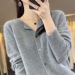 Women's Cashmere Cardigan O-neck Loose Sweaters Top Fashion Merino Wool Knitwear Autumn Winter Female Clothing Tops - Image 2