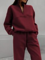 Long-sleeved Sports Sweatshirt Suit Fashion Stand-up Collar Zip-up Top And Elastic Band Trousers With Pocket Srping Fall Clothing For Women - Image 7