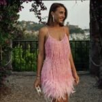 Sexy Tassel Sequins Feather Summer Mini Dress Women V Neck Spaghetti Strap Stitching Dresses Female Elegant Evening Party Club Dress - Image 8