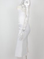 Solid Color Sleeveless Cold-shoulder Pearl Fishbone Dress Skirt Women's Dress - Image 10
