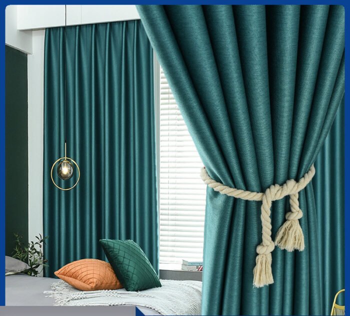 Thickening Double-sided Linen High Shading Jacquard Curtain - Image 1