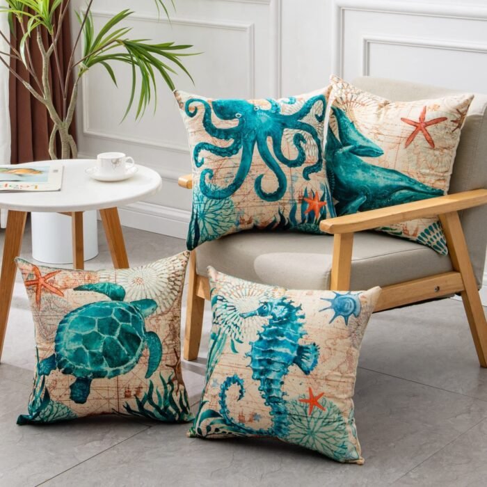 Cushion Covers Sea Turtle Printed Throw Pillow Cases For Home Decor Sofa Chair Seat - Image 3