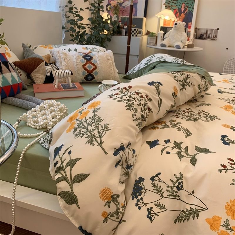 f6f988ab-1125-4c6a-9b4d-dacc2f7f8c66.jpg Double-piece Foggy Gray Quilt Cover Four-piece Bedding Sheet Dormitory Bed Three-piece Set - Image 1