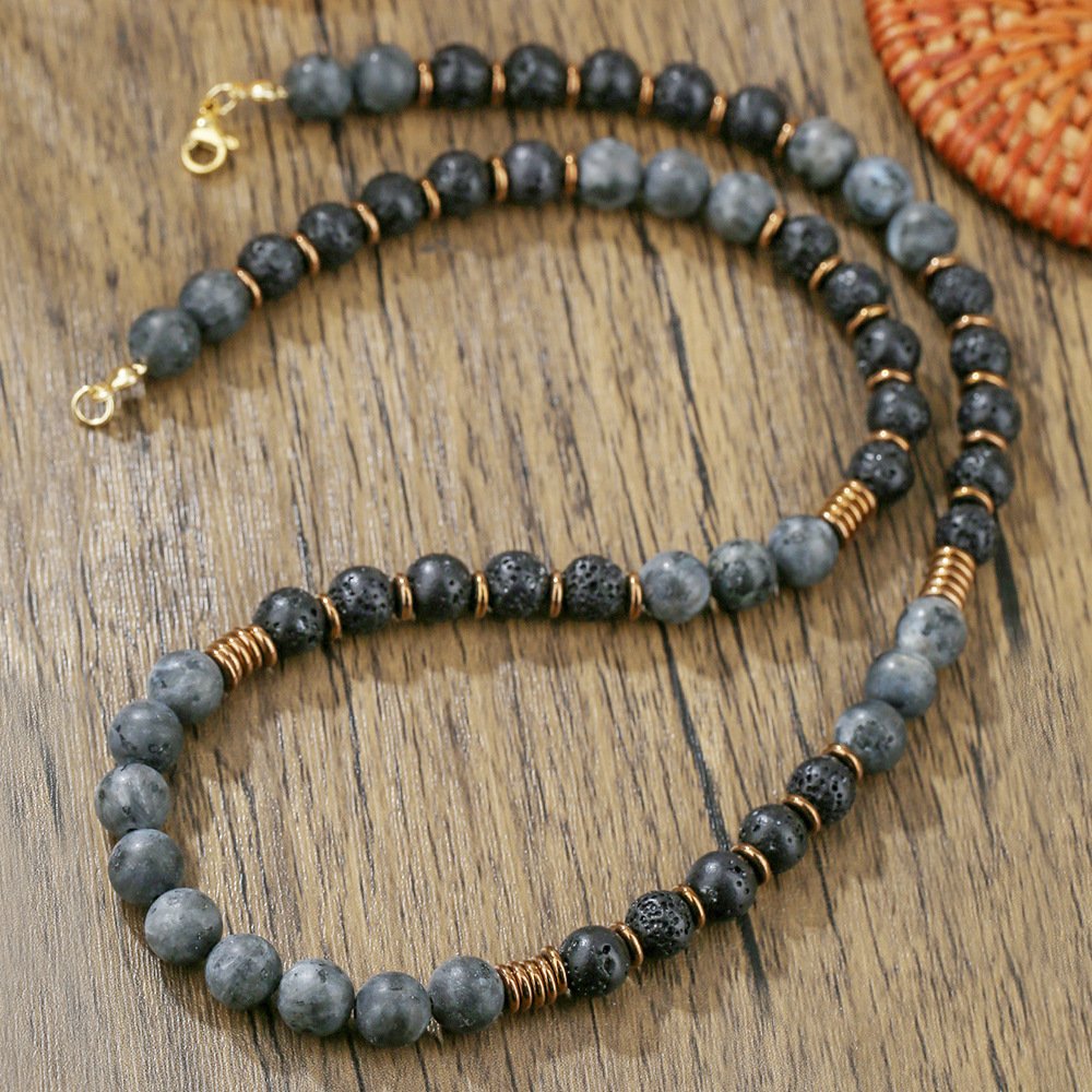 f6ff9a79-bbcd-4b04-8295-8bab34a8d468.jpg Beaded Glitter Volcanic Rock Necklace - Image 4