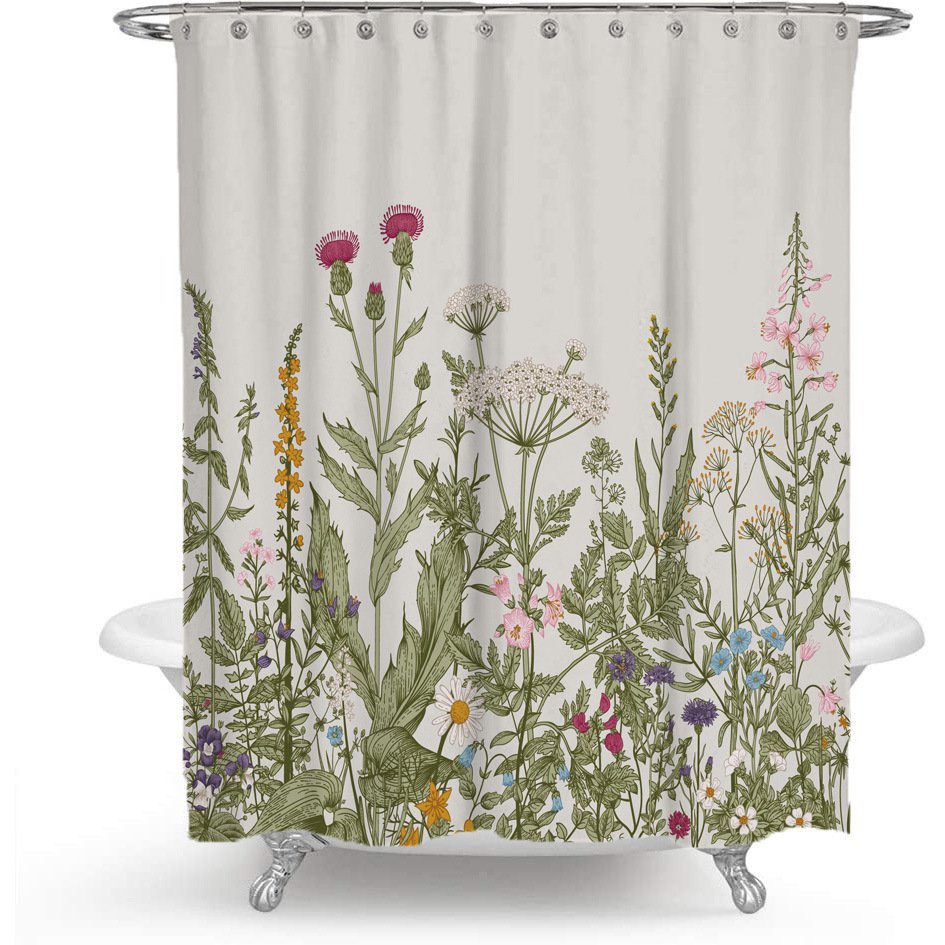 f78a2d21-5170-45c9-9699-6384caeff67b.jpg Color Floral Plant Shower Curtain Bathroom Curtain Polyester - Image 2