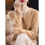 Women's Cashmere Cardigan O-neck Loose Sweaters Top Fashion Merino Wool Knitwear Autumn Winter Female Clothing Tops - Image 9