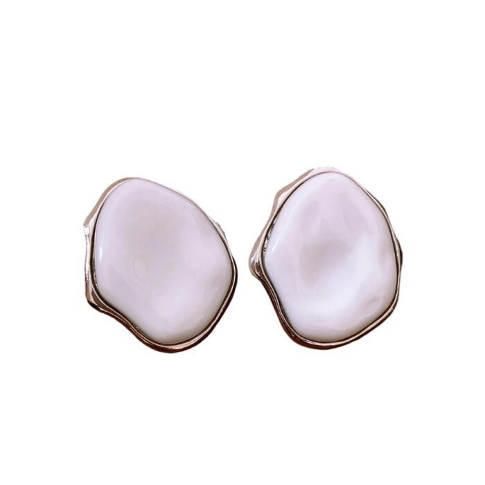 Silver Needle Irregular Acrylic Earrings - Image 2