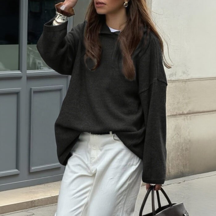 Minimalist Long Sleeve Hooded Sweater Woolen Clothing - Image 1