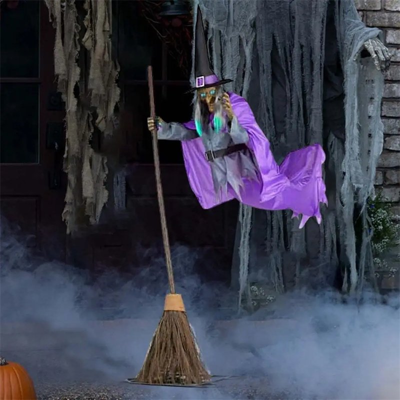 0e3743f0-870c-4b81-a0e2-7ee12d358344.jpg Halloween Flying Witch Decoration Halloween Ghost Outdoor Scary Animatronics Halloween Props With Scary Sound - Image 4