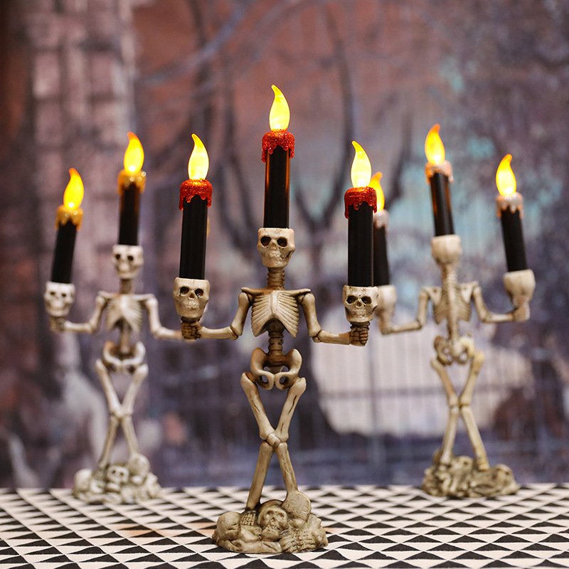 152654167487.jpg Halloween Three candles skeletons decoration - Image 5