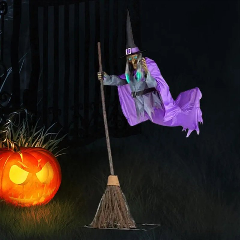 1bd78aed-bc2d-4946-a8db-8251d70e311e.jpg Halloween Flying Witch Decoration Halloween Ghost Outdoor Scary Animatronics Halloween Props With Scary Sound - Image 6