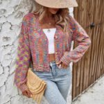 Color Retro Cardigan All-match Sweater Women