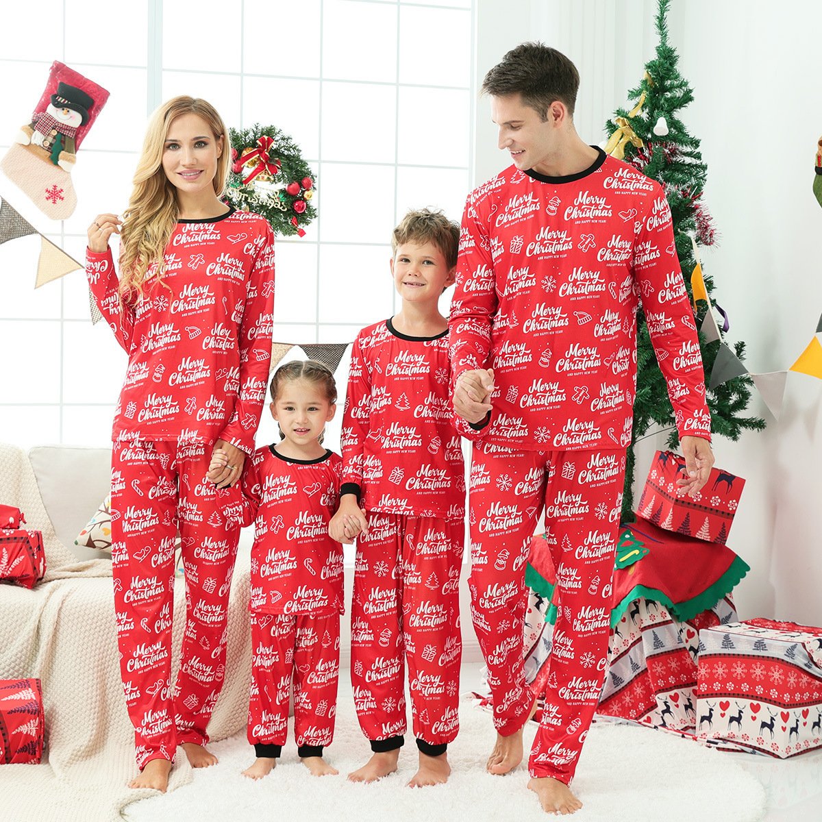 2282556a-512b-4753-a078-c2086ed8f4cd.jpg Christmas Loungewear Long Sleeve Printed Letter Pajama Set - Image 5