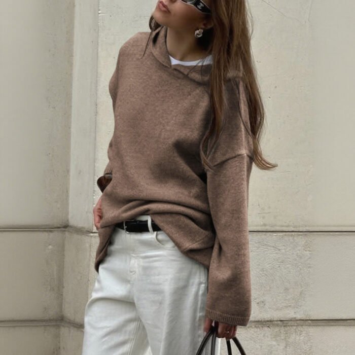 Minimalist Long Sleeve Hooded Sweater Woolen Clothing - Image 2