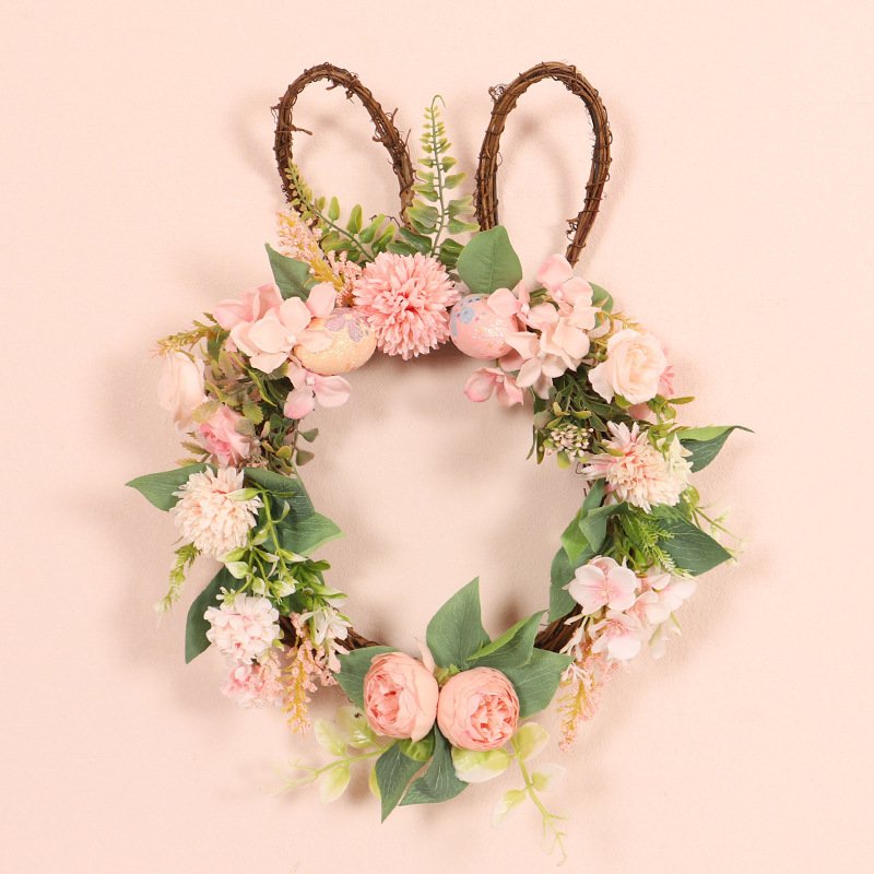 3cfa602d-b415-4178-9b8b-59cf9a8d8f19.jpg Easter Egg Simulation Wreath Easter Chrysanthemum Rabbit Modeling Decorative Pendant - Image 1