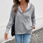 Design Cardigan Hooded Solid Color Waffle Sweater - Image 2