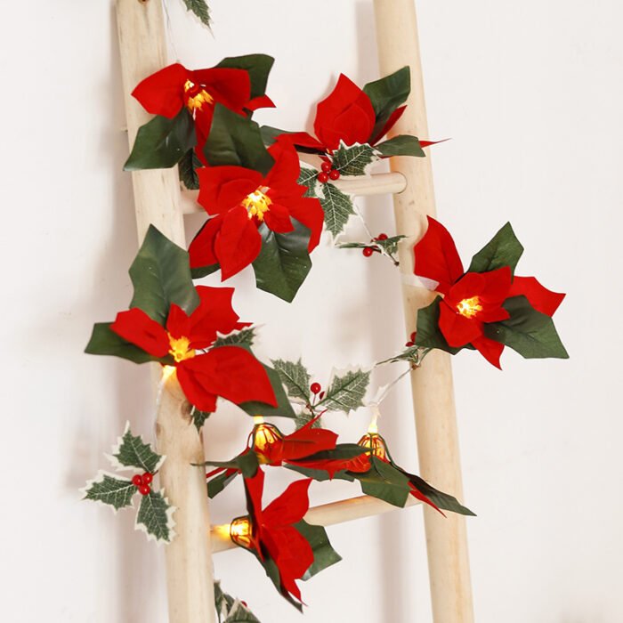 Led First Grade Christmas Lights With Red Flowers And Red Fruits For Home Decor - Image 4