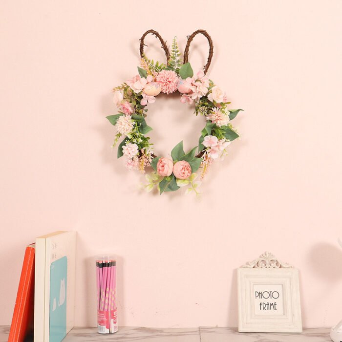 Easter Egg Simulation Wreath Easter Chrysanthemum Rabbit Modeling Decorative Pendant - Image 3
