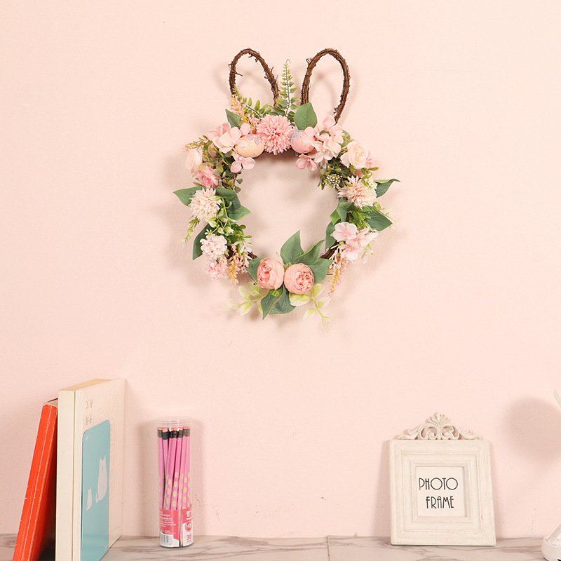 55463ece-9a7b-4280-b8e7-585a75eea652.jpg Easter Egg Simulation Wreath Easter Chrysanthemum Rabbit Modeling Decorative Pendant - Image 3