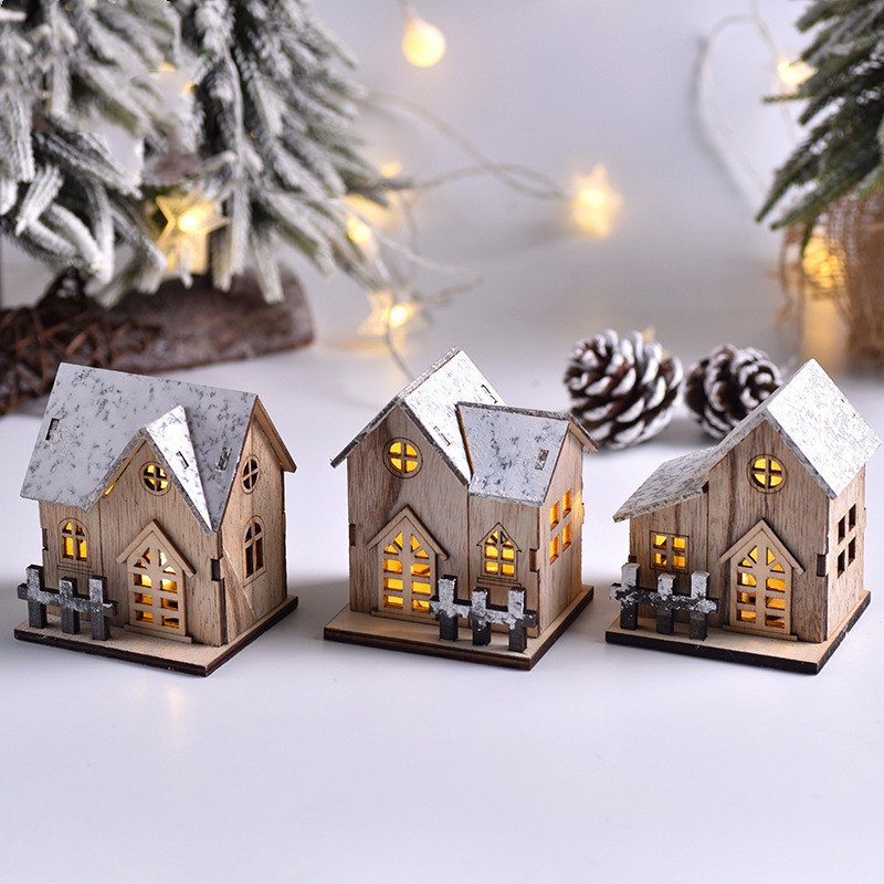 6099d948-f3d5-41aa-8363-71ff9ff81ec6.jpg LED Luminous Wooden Christmas Small House - Image 1