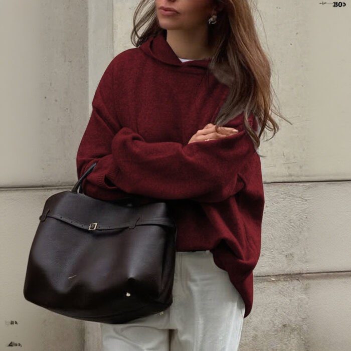 Minimalist Long Sleeve Hooded Sweater Woolen Clothing - Image 5