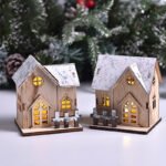LED Luminous Wooden Christmas Small House - Image 2