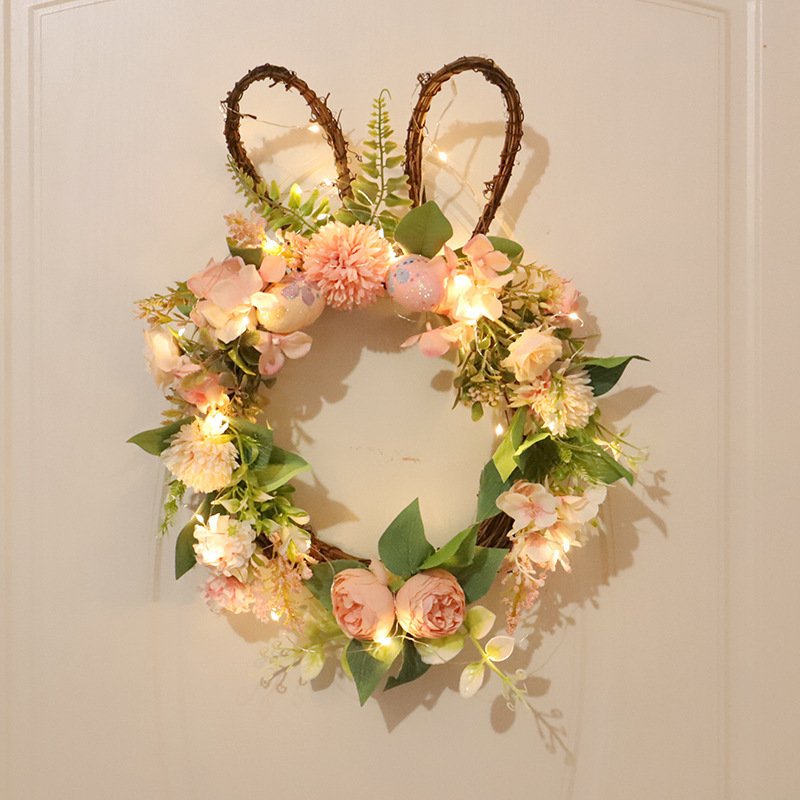 805d7a24-27db-40ba-9ad8-14a8732d3f70.jpg Easter Egg Simulation Wreath Easter Chrysanthemum Rabbit Modeling Decorative Pendant - Image 2