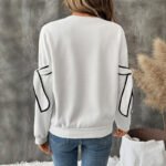 Bow Round Neck Long Sleeve Pullover Hoodie Women - Image 3