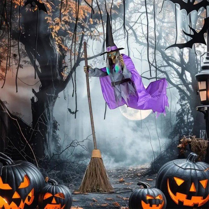 84a9c1c6-1238-4d26-bf7f-21d31020a209.jpg Halloween Flying Witch Decoration Halloween Ghost Outdoor Scary Animatronics Halloween Props With Scary Sound - Image 1