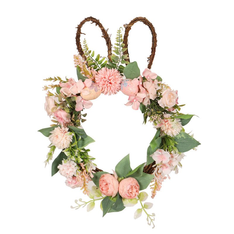 962926a3-6f9e-4c82-a1d5-0e70a3e81d8a.jpg Easter Egg Simulation Wreath Easter Chrysanthemum Rabbit Modeling Decorative Pendant - Image 6