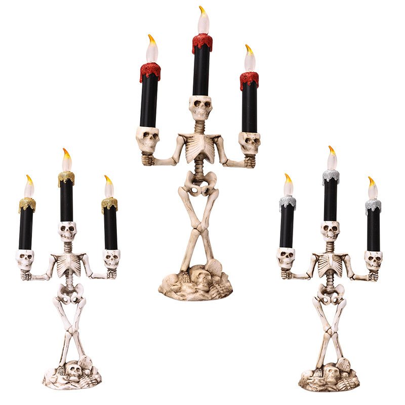 991292155858.jpg Halloween Three candles skeletons decoration - Image 1
