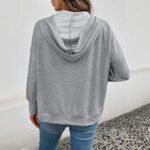 Design Cardigan Hooded Solid Color Waffle Sweater - Image 4