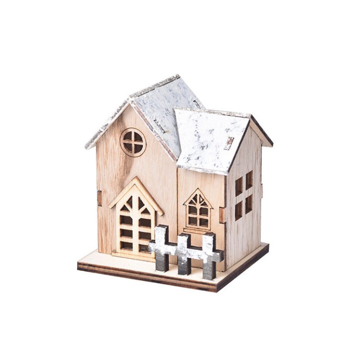 LED Luminous Wooden Christmas Small House - Image 4