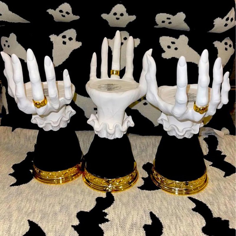 c6478b23-a13c-4c7d-946b-47248aa5ac53.jpg Halloween Palm Tray Candle Holder Halloween Witch Palm Candle Holder Decoration Home Decor - Image 2