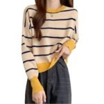 Round Neck Striped Pullover Short Long Sleeve Slim Fit - Image 5