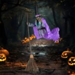 Halloween Flying Witch Decoration Halloween Ghost Outdoor Scary Animatronics Halloween Props With Scary Sound - Image 5